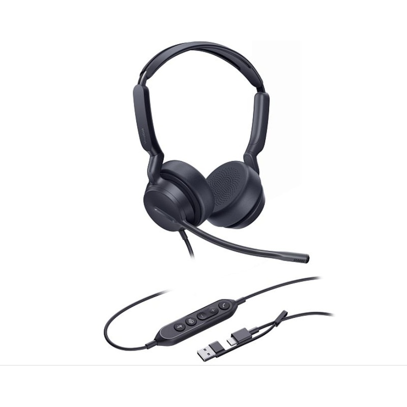 Изображение товара Гарнитура проводная Yealink UH42 Dual UC USB-C/A с регулятором громкости