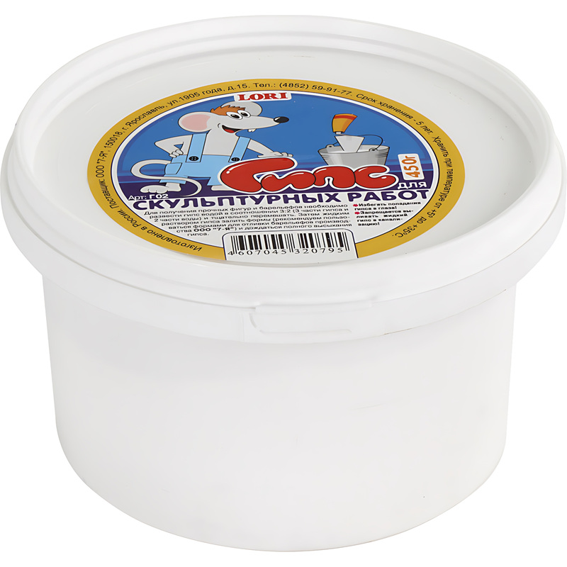 Изображение товара Гипс для скульптурных работ Lori белый 450 г универсальный материал для творчества и ремонта