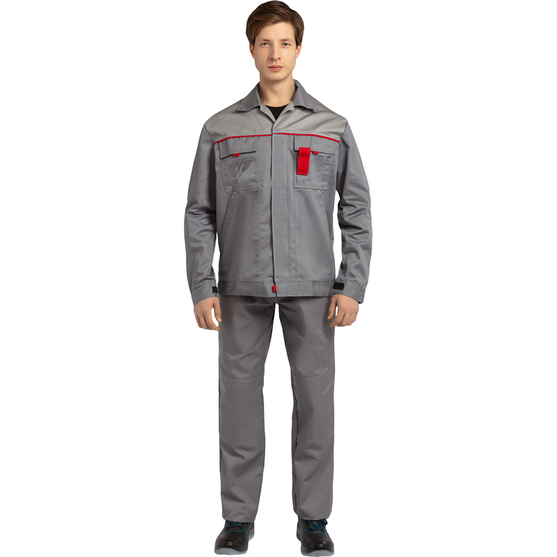 Изображение товара Рабочий летний мужской костюм л10-КБР серый светло-серый размеры 64-66 для строительства и логистик