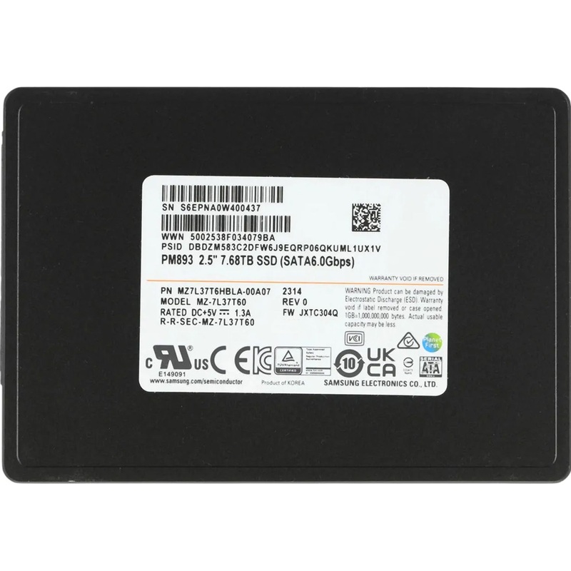 Изображение товара SSD накопитель Samsung PM893 7.68 ТБ (MZ7L37T6HBLA-00A07) Изображение товара SSD накопитель Samsung PM893 7.68 ТБ (MZ7L37T6HBLA-00A07)