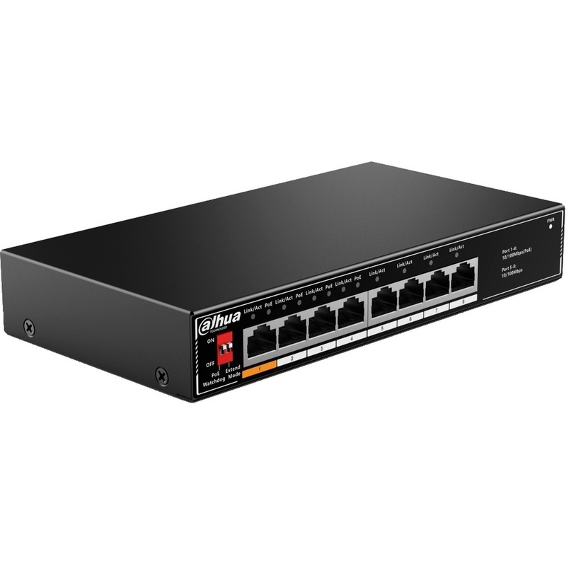 Изображение товара Коммутатор Dahua DH-SF1008LP 8 портов PoE без управления классический черный