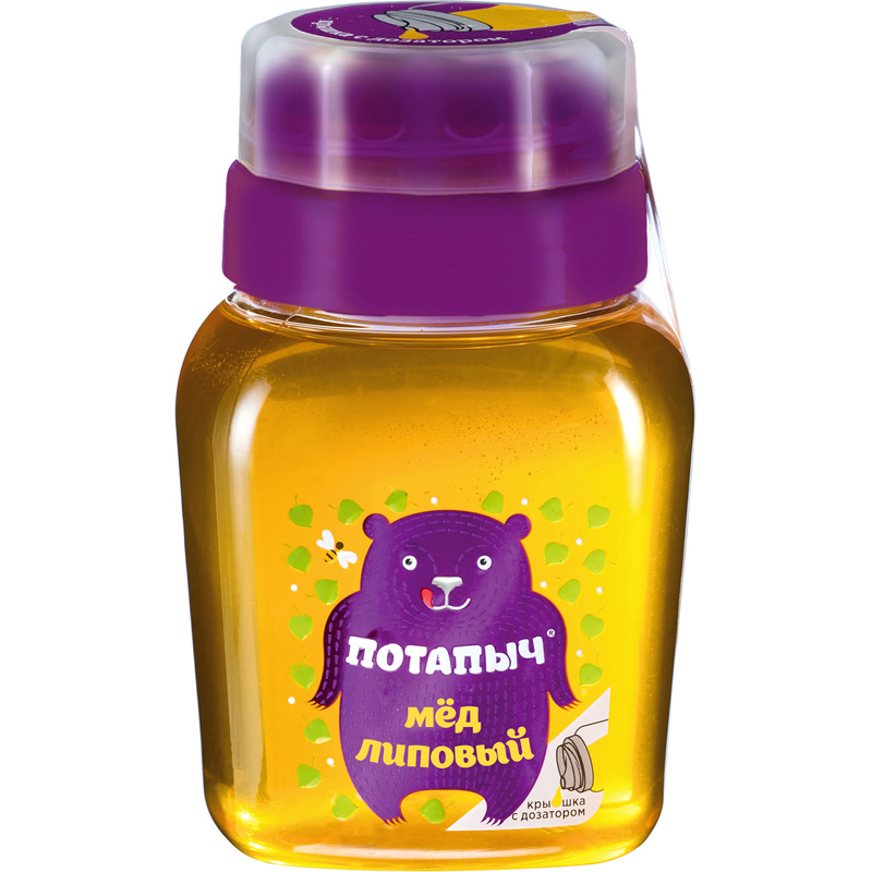 Изображение товара Мед Потапыч липовый в пластиковой банке 500 г с дозатором