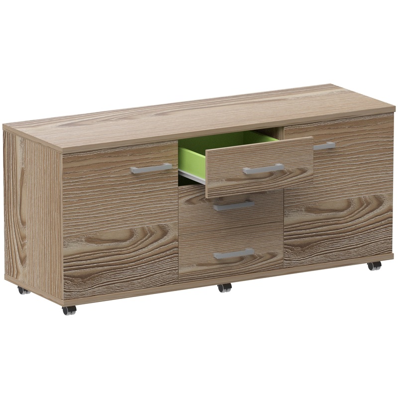 Изображение товара Шкаф с замком Греденция Аргентум НТ-350 дуб сафари 1350х445х694 мм 3 ящика