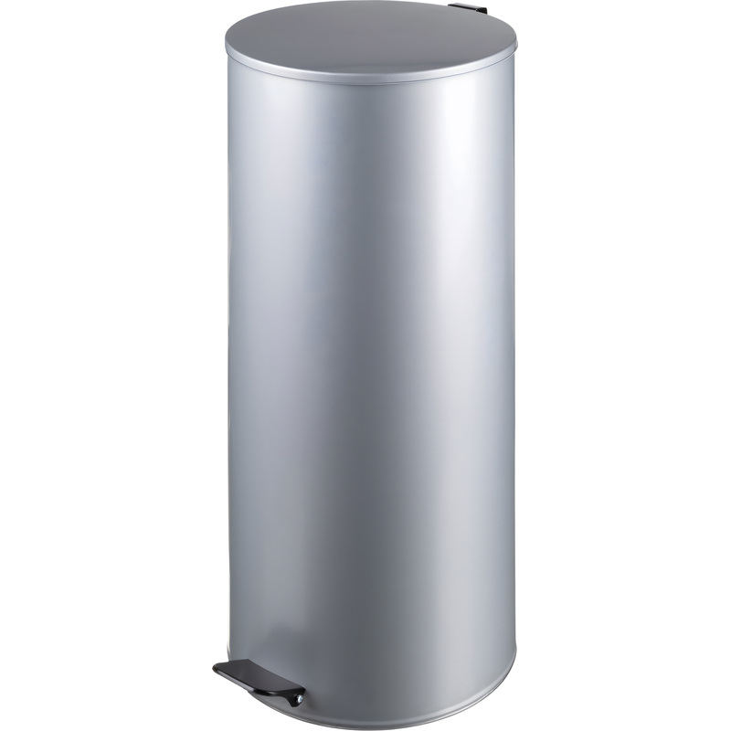 Изображение товара Ведро мусорное Титан 50 л нержавеющая сталь с педалью с крышкой серое (71x30.6x30.6 см)