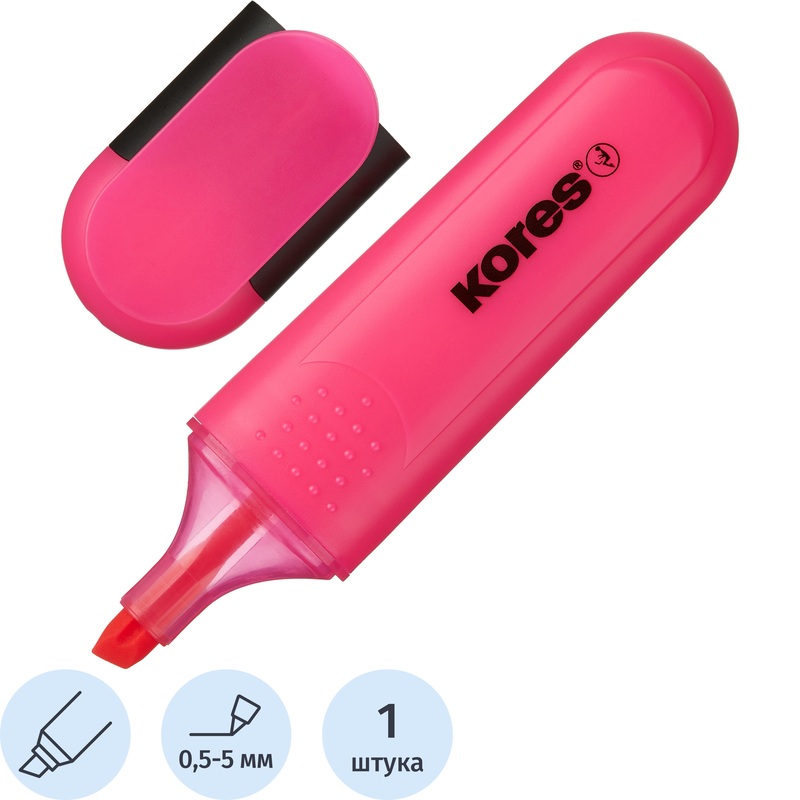 Изображение товара Текстовыделитель Kores Bright Liner Plus розовый Толщина 0.5-5 мм