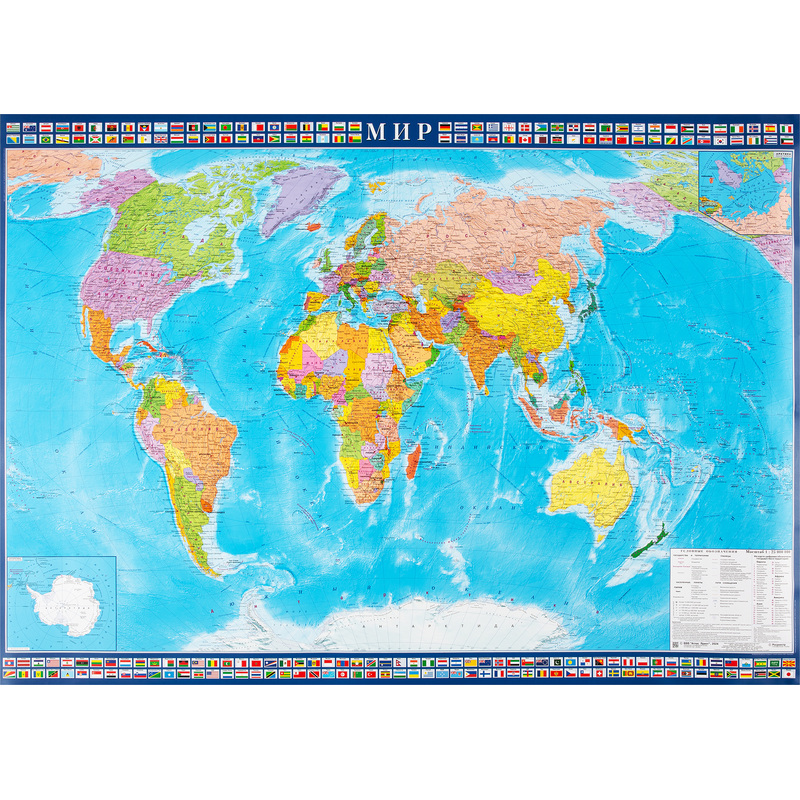 Изображение товара Настенная карта мира политическая 1:25 000 000 143x102 см с ламинацией