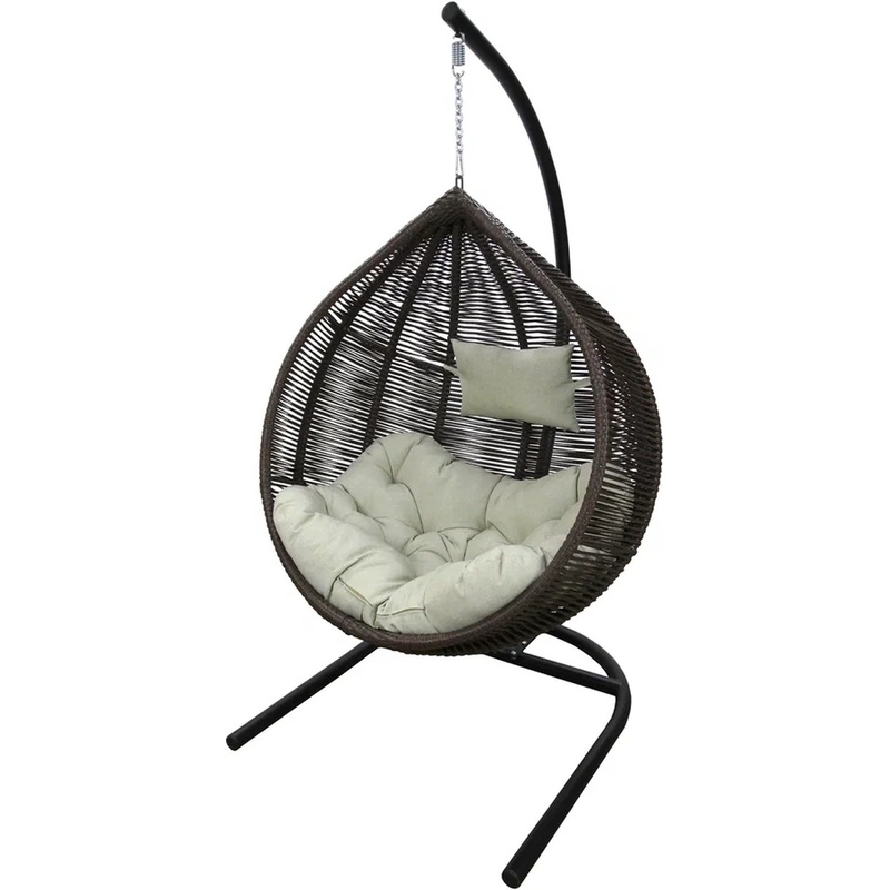 Изображение товара Кресло подвесное Флорес элегантное из ротанга и стали с уникальной тканью