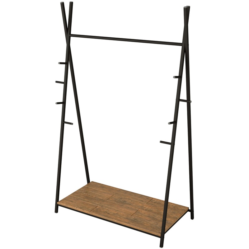 Изображение товара Гардеробная вешалка Фелтон из металла и МДФ с крючками длиной 1610 мм