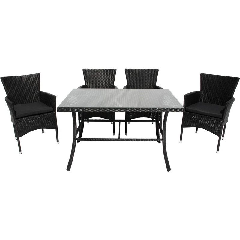 Изображение товара Набор мебели Аскер из искусственного ротанта для улицы 1 стол 4 кресла серый черный