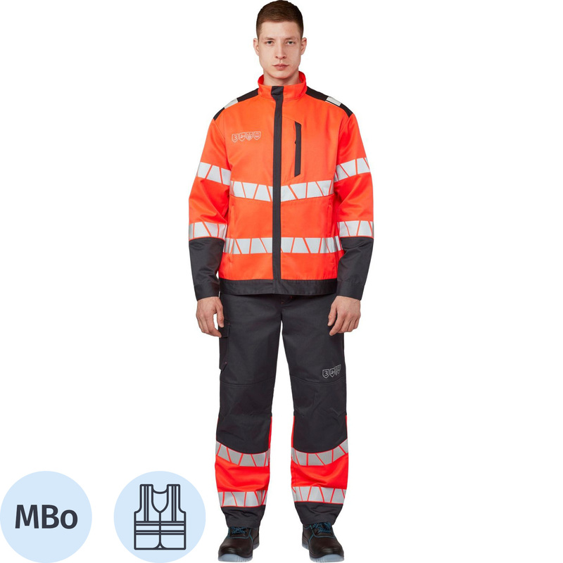 Изображение товара Куртка сигнальная летняя мужская Равелин-КУ с СОП красная/графит 56-58 высота 182-188 см