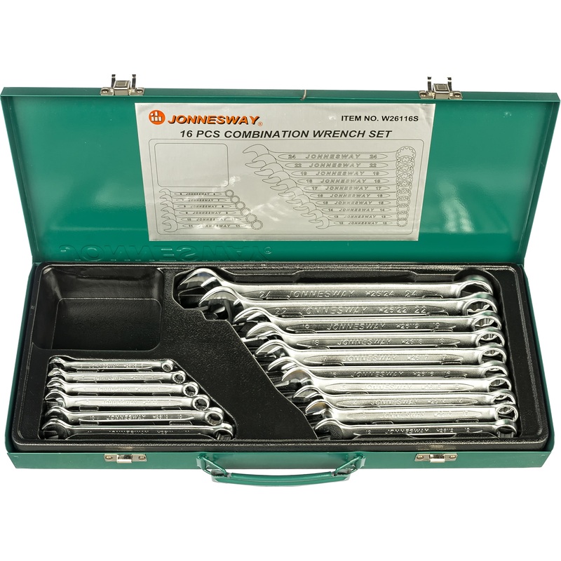Изображение товара Набор ключей гаечных комбинированных Jonnesway 6-24 мм в кейсе 16 штук (W26116S)