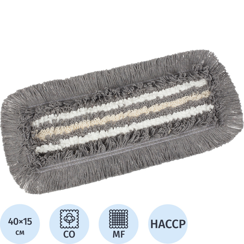 Изображение товара Насадка МОП для швабры-флаундера (плоской) Vileda Professional ТриоПлюс КомбиСпид Про микрофибра/хлопок 40x15 см серая