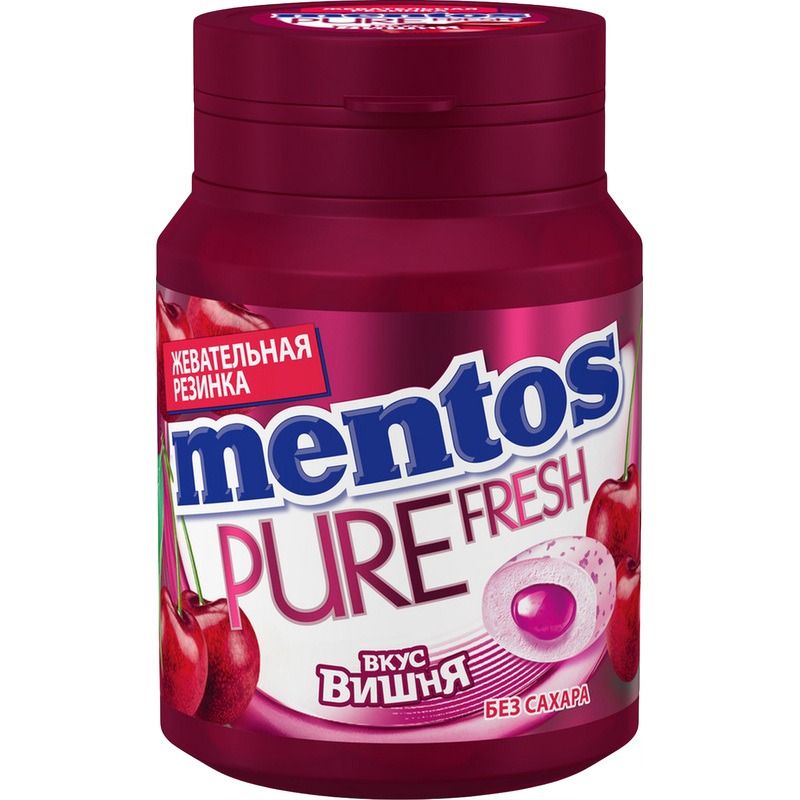 Изображение товара Жевательная резинка Mentos Pure Fresh Вишня 54 г без сахара Россия