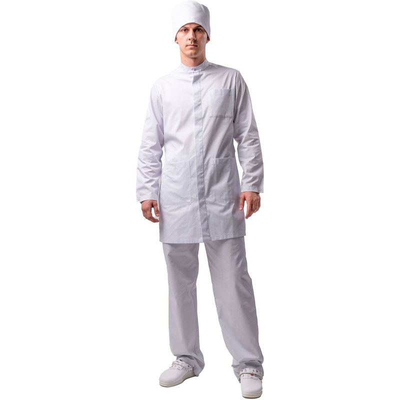 Изображение товара Халат антистатический мужской М-454У белый (размер 136-140 (68-70), рост 182-188) тип D