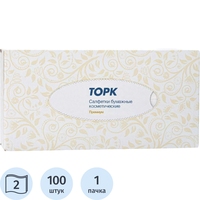 Салфетки косметические Торк (Tork) Premium 120380 для лица 2-слойные  (100 штук в упаковке)