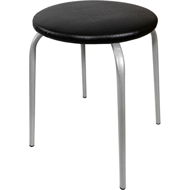 Изображение товара Табурет круглый чёрный/хром (искуственная кожа, металл)