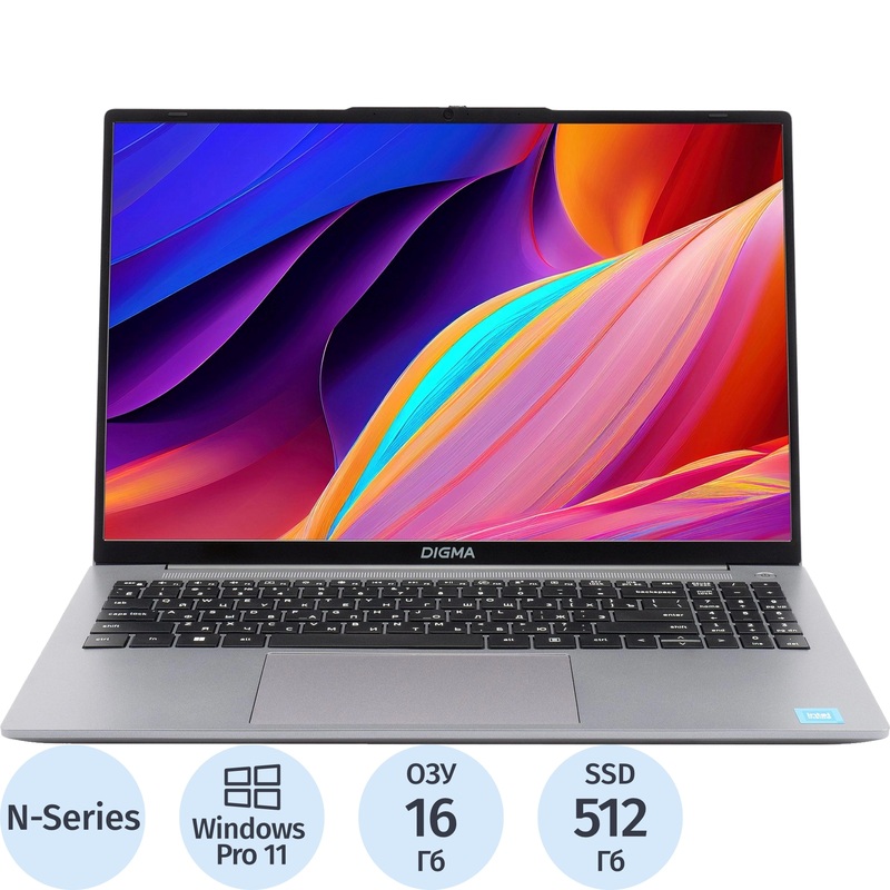 Изображение товара Ноутбук Digma Eve C5805 16" серый Intel N-Series N100/16 ГБ/SSD 512 ГБ (DN16N1-ADXW01)