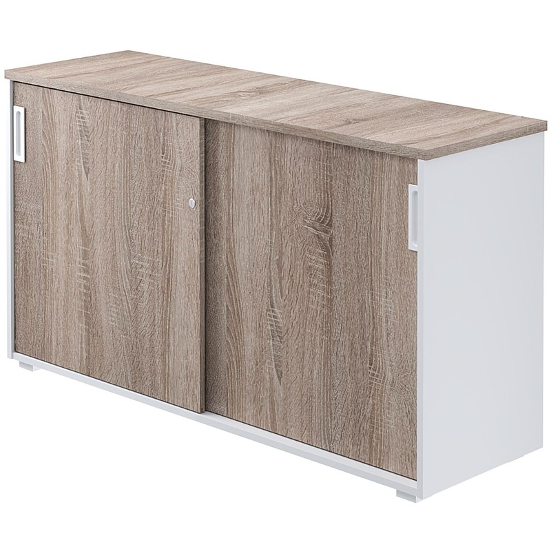 Изображение товара Шкаф-купе для документов К-Loft 241H041 закрытый (дуб сонома тёмный/белый, 1370х420х752 мм)