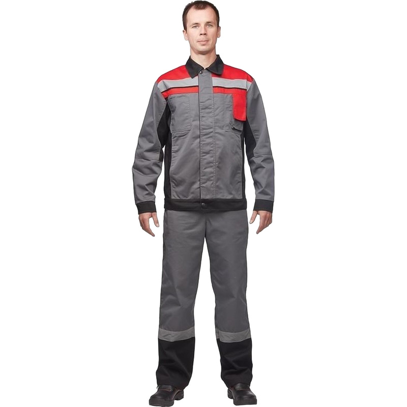 Изображение товара Костюм рабочий летний мужской л19-КБР серый/красный размер 48-50