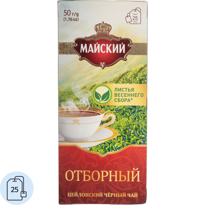 Изображение товара Чай черный Майский Отборный 25 пакетиков в картонной коробке