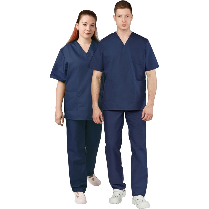 Изображение товара Костюм хирургический м05-КБР с коротким рукавом синий размер 60-62, рост 158-164