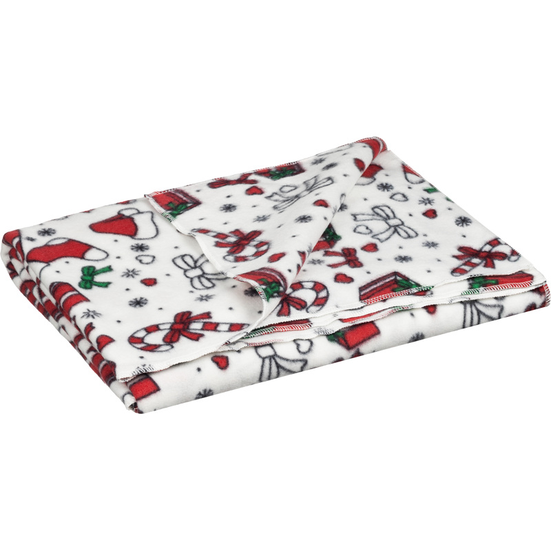 Изображение товара Плед Luscan флис 130x170 см белый красный двухсторонний мягкий для дома