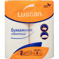 Полотенца бумажные Luscan 2-слойные белые 2 рулона по 12.5 метров