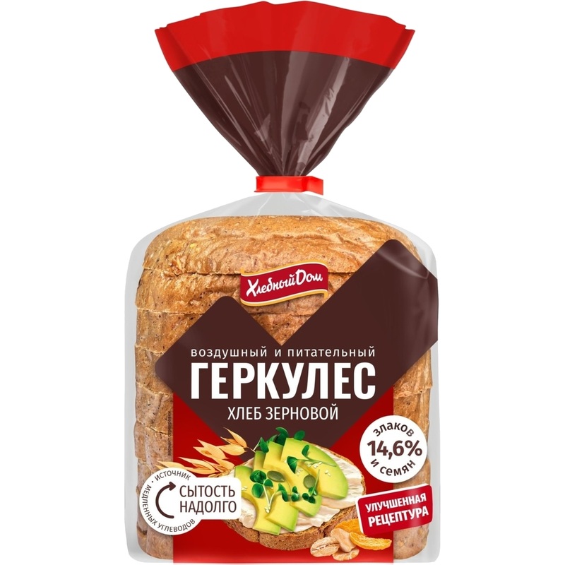 Изображение товара Зерновой хлеб Геркулес Хлебный Дом 250 г с добавлением зёрен и семян