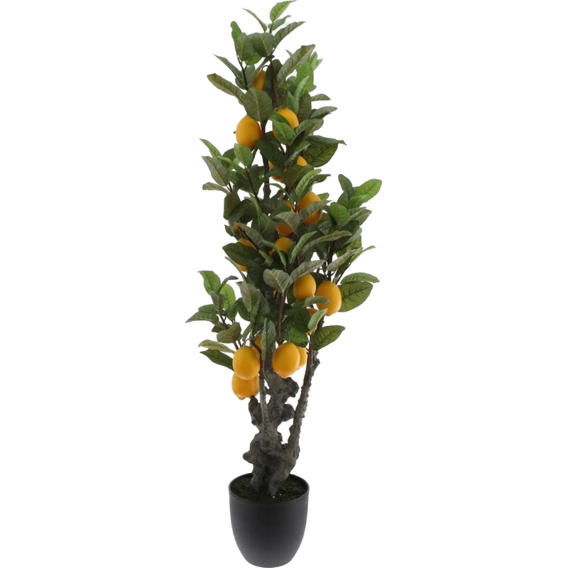 Изображение товара Искусственное дерево лимон 146 см в горшке с яркими плодами и зеленой листвой