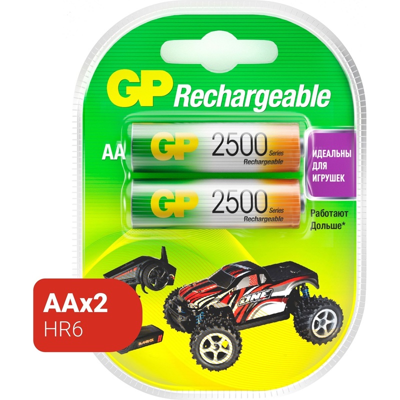 Изображение товара Аккумулятор AA 2450 мАч GP 2500 series 250AAHC 2 штуки в упаковке NiMh