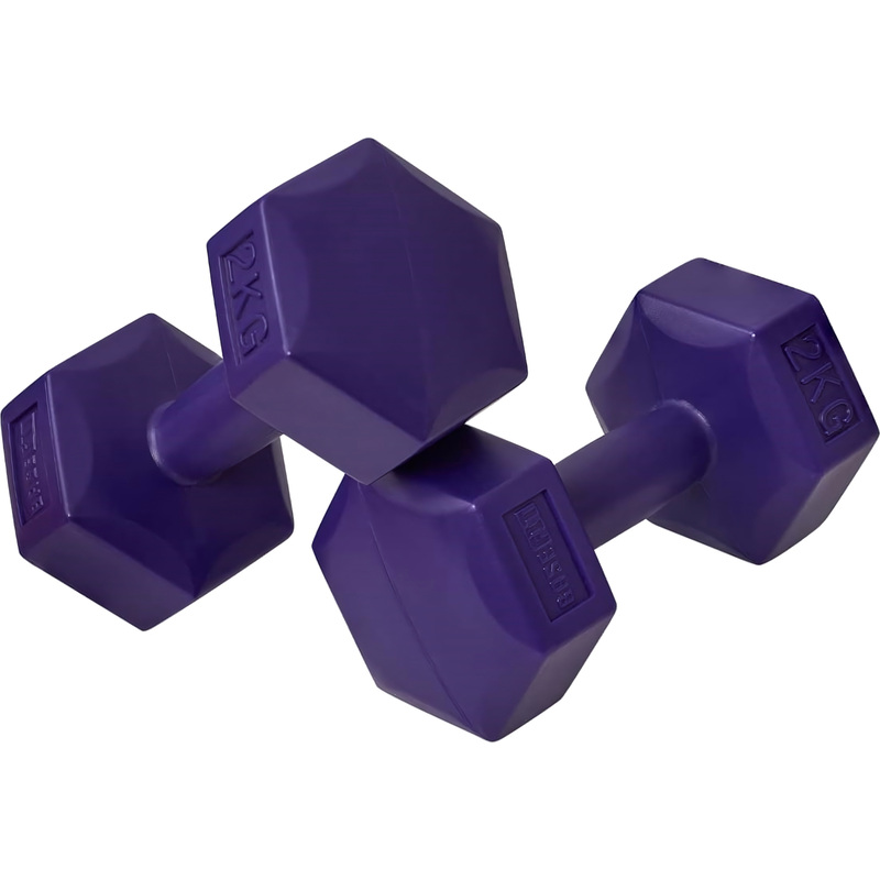 Изображение товара Гантель гексагональная Basefit DB-305 2 кг фиолетовая (2 штуки в упаковке)
