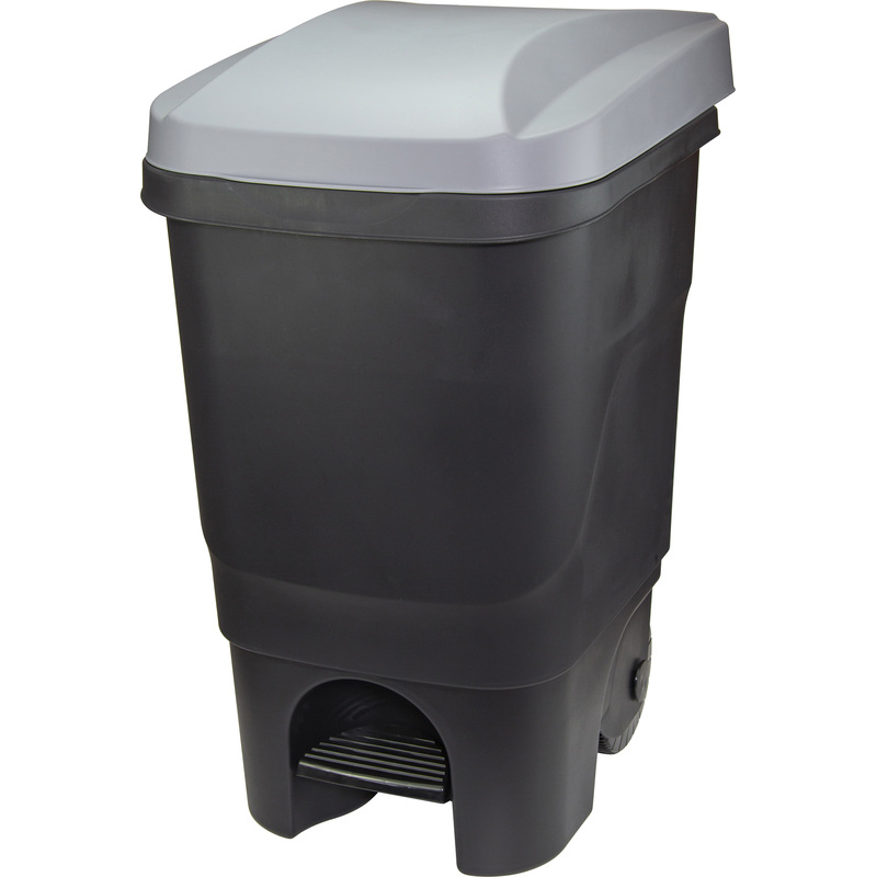 Изображение товара Контейнер-бак мусорный Idea 60 л с педалью на колесах черный