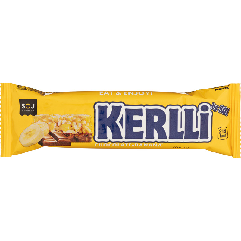 Изображение товара Батончик злаковый SOJ Kerlli с бананом 50 г (18 батончиков в упаковке)