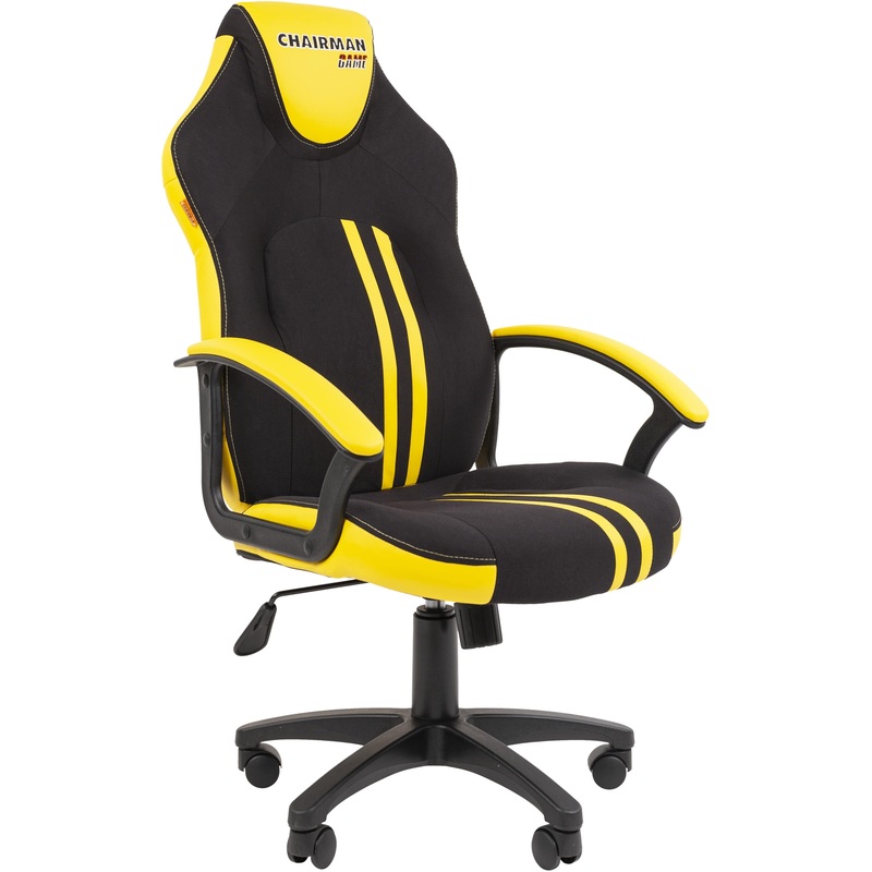 Изображение товара Кресло игровое Chairman Game 26 жёлтое/чёрное (экокожа/ткань, пластик)