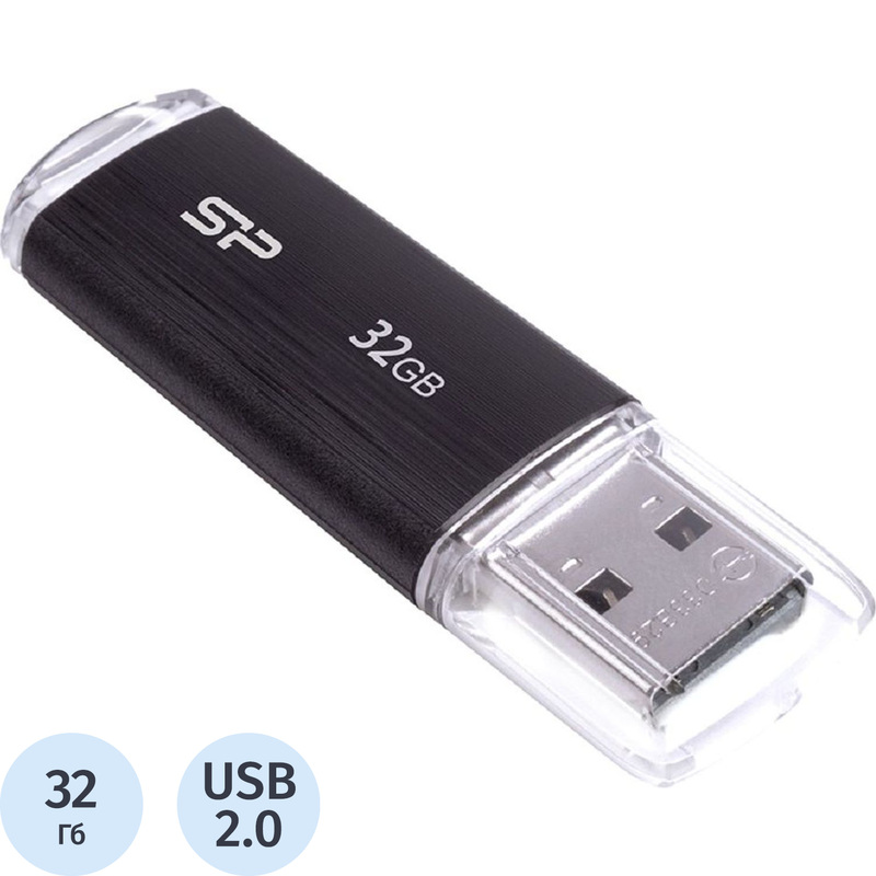Изображение товара Флешка USB 2.0 32 ГБ Silicon Power Ultima U02 (SP032GBUF2U02V1K)