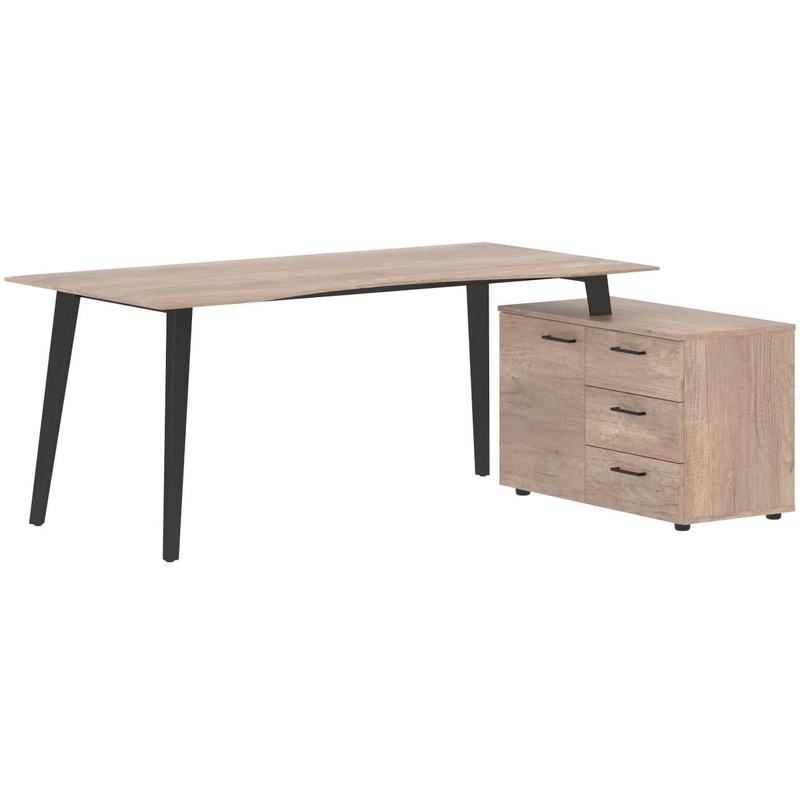 Изображение товара Эргономичный стол руководителя JAY 1813 с тумбой дуб каньон антрацит