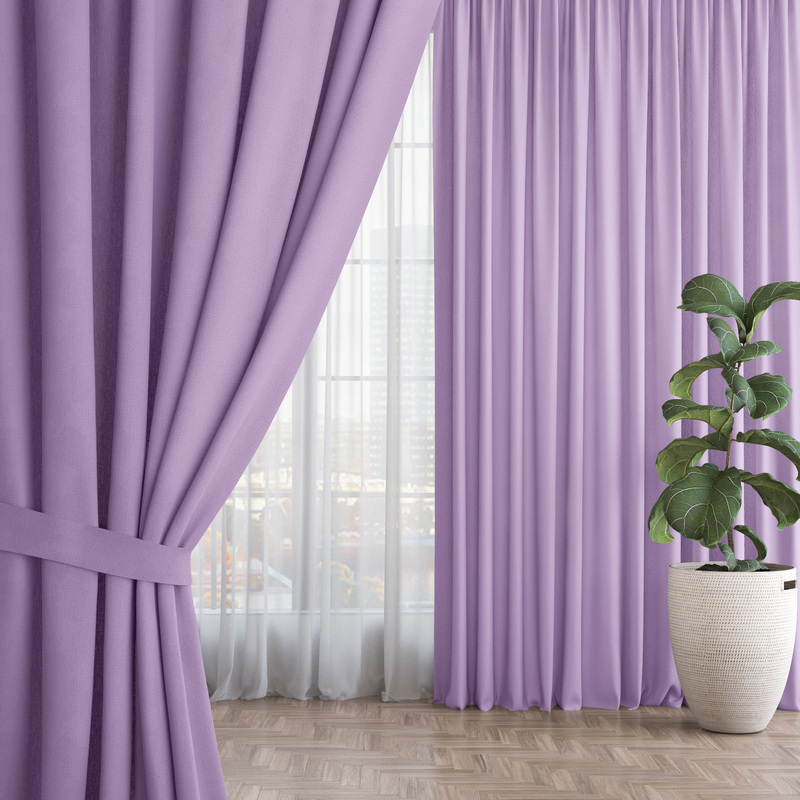 Изображение товара Штора Волшебная ночь Рогожка 165x270 см сиреневая натуральная ткань