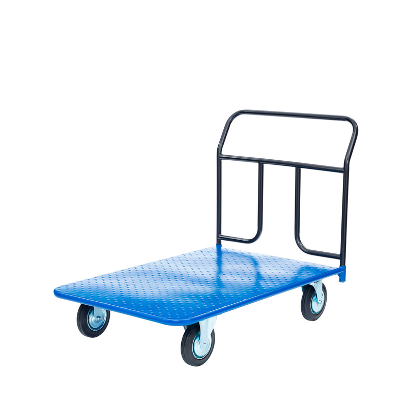 Изображение товара Платформенная складская тележка КП-400-125-К до 300 кг с пластиковыми колесами