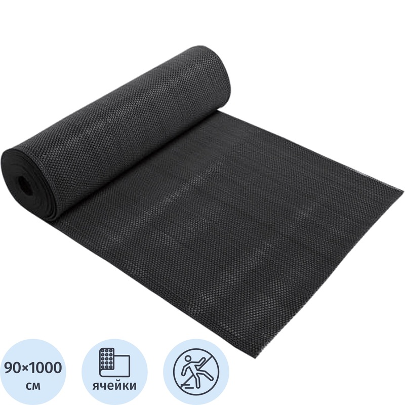 Изображение товара Покрытие ячеистое противоскользящее 90x1000 см чёрное (4627085128366)