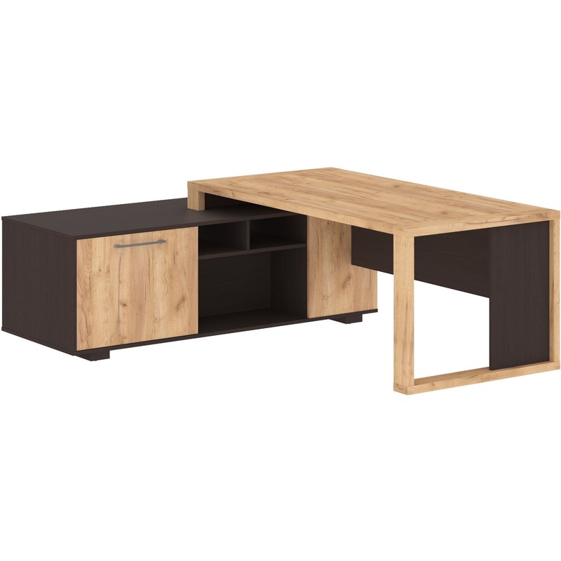 Изображение товара Угловой офисный стол Alto ACT 2118L с тумбой левый дуб бофорд венге магия 2100x1800x750 мм