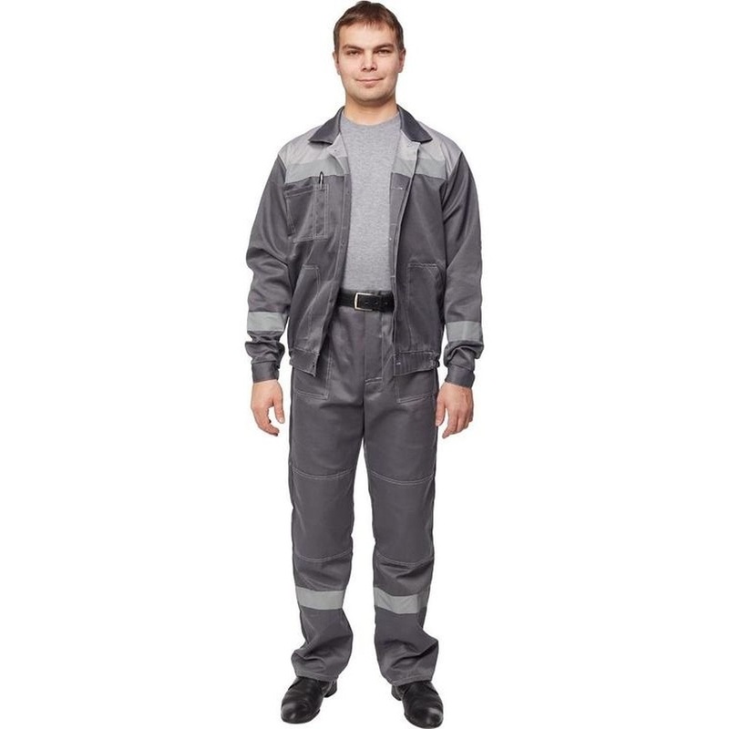 Изображение товара Костюм рабочий летний мужской л22-КБР с СОП темно-серый/светло-серый (размер 96-100 (48-50), рост 170-176)
