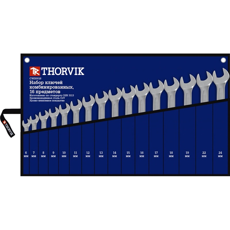Изображение товара Набор ключей комбинированных Thorvik 6-24 мм 16 предметов CWS0016