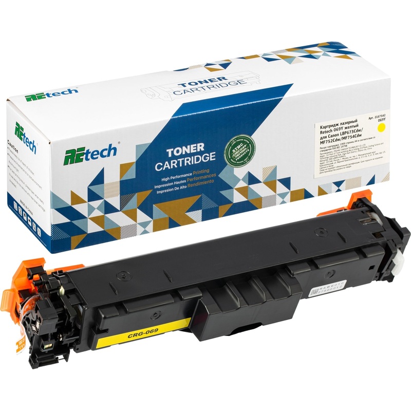 Изображение товара Картридж лазерный Retech 069Y для Canon жёлтый совместимый