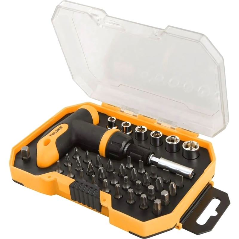 Изображение товара Набор бит Tolsen 41 предмет с магнитной отверткой и кейсом для профессионального использования