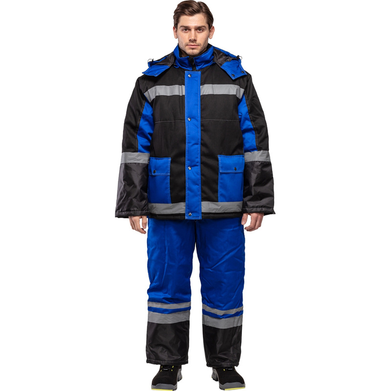 Изображение товара Зимний рабочий костюм мужской з39-КБР с СОП черный васильковый утеплитель синтепон