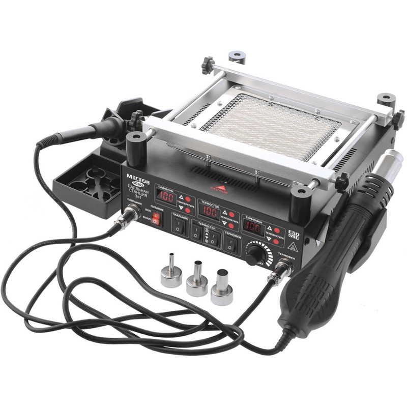 Изображение товара Паяльная станция 3 в 1 МЕГЕОН 00363 с цифровым регулированием и быстрым нагревом