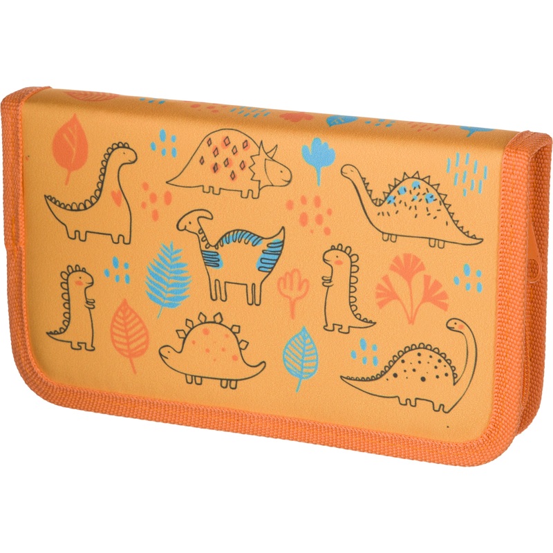 Изображение товара Пенал школьный односекционный Комус Класс Динозаврики оранжевый