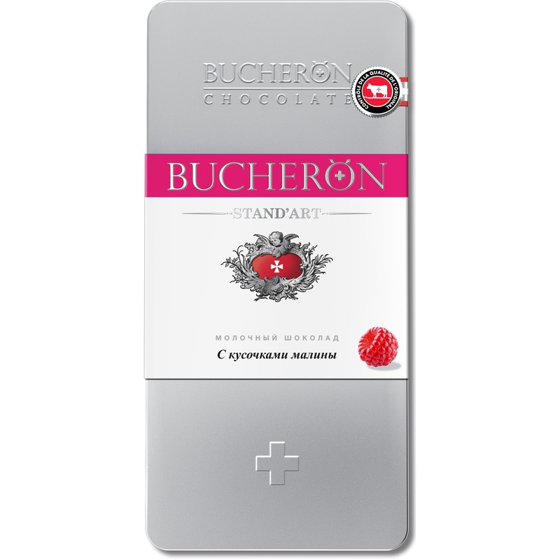 Изображение товара Шоколад Bucheron молочный с малиной 100 г высокое качество с добавлением малины