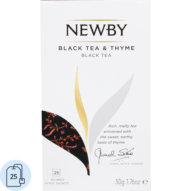 Изображение товара Чай черный Newby Black Tea & Thyme 25 пакетиков с чабрецом и индийским вкусом