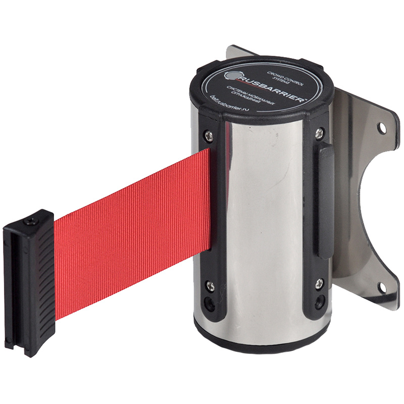 Изображение товара Настенный блок с вытяжной лентой 5 м красный и хромированным корпусом